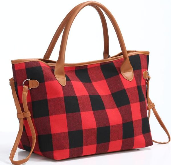 

buffalo check handbag red black plaid bags large capacity leopard travel tote sports duffle bag crossbody shoulder handbags gga2984
