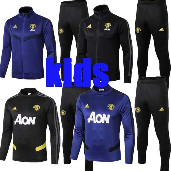 

manchester 19 20 new de gea kids jacket tracksuit 2019 2020 pogba youth soccer jersey man united child long sleeve training kit shirts, Black