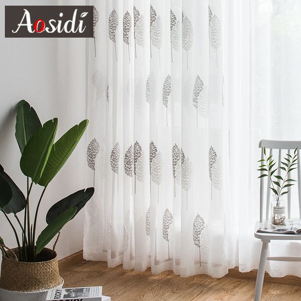 

modern tree tulle curtains for living room bedroom white embroidered sheer curtains for kitchen tulle window voile