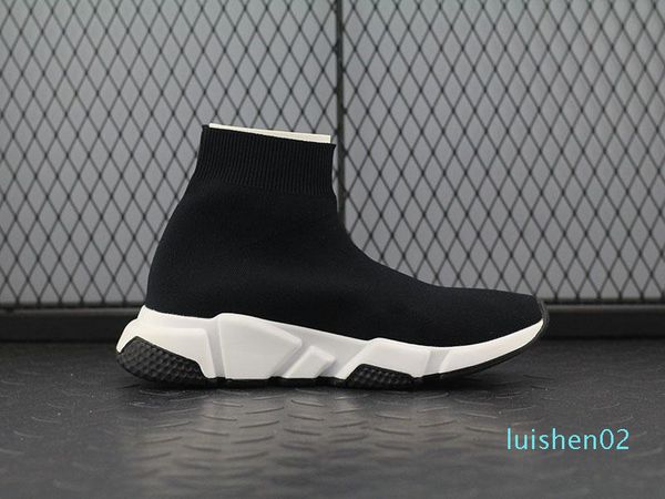 

new speed sock speed trainer casual shoes for men and women shoes speed stretch-knit mid sneakers l02, Black
