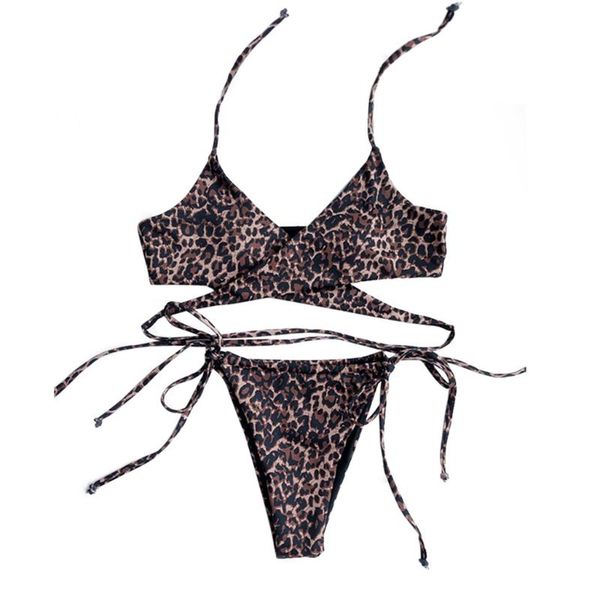 

women's swimwear jaycosin bikinis women bikini set leopard print v-neck sling swimsuit comfortable push up 619, White;black