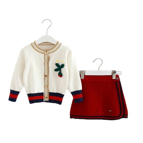 

toddler autumn winter girls clothing sets kids cotton 2 pcs clothes children outfits long sleeve sweater suits for girls knitted y190522, White