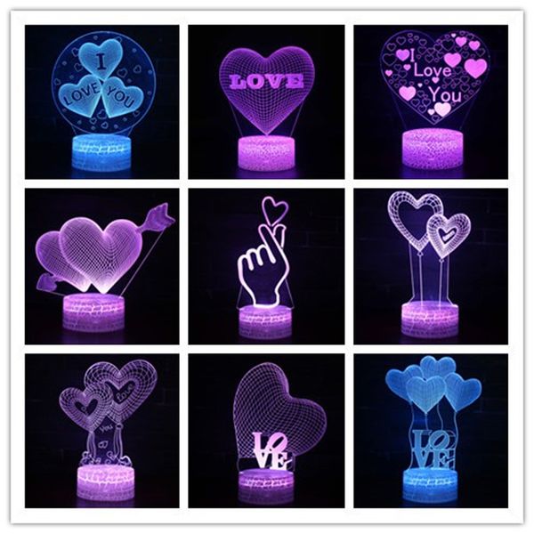 

creative 3d lamp led love heart illusion night light 3d night lamp for valentine lover gift christmas party home decoration