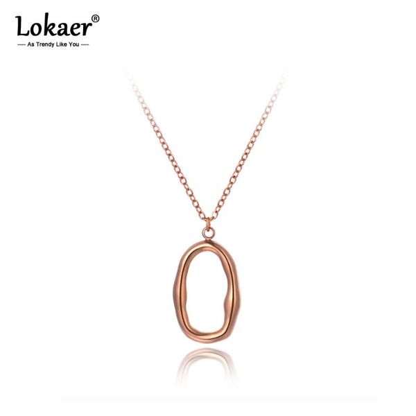 

lokaer bohemia titanium stainless steel geometry oval charm necklaces jewelry trendy pendant chain necklace for women n20038, Silver