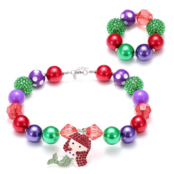 

новый mermaid подвесок kid коренастого ожерелье скорректированной rope малыши девушка bubblegum бисер коренастый ожерелье браслет комплект ю, Silver