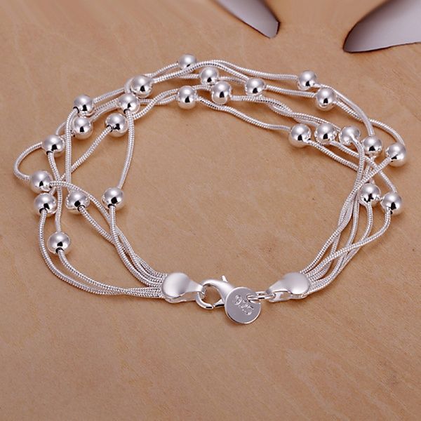 

silver color exquisite chain cute women beads bracelet fashion charm nice wedding lady female section jewelry h234, Black