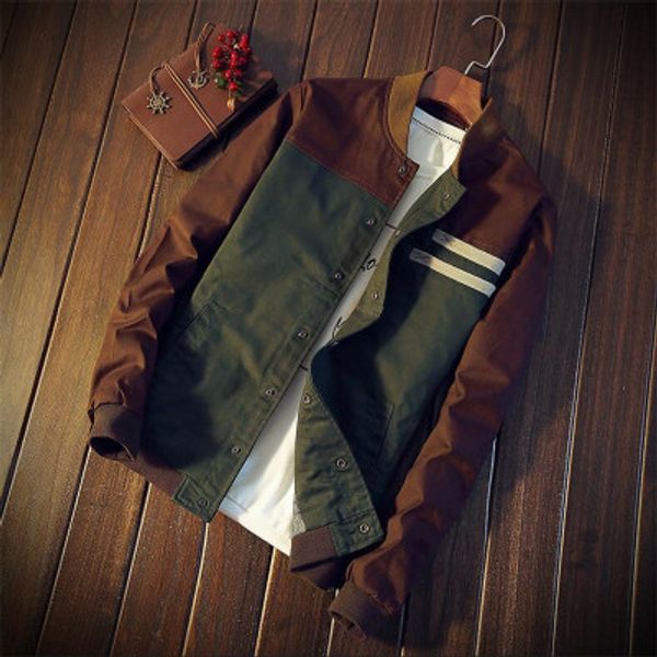 

Mens Casual Jacket New Arrival Panelled Mens Stand Collar Jackets Fashion High Quality 2 Colors Jacket Coat Mens Clothes Plus Size M-5XL