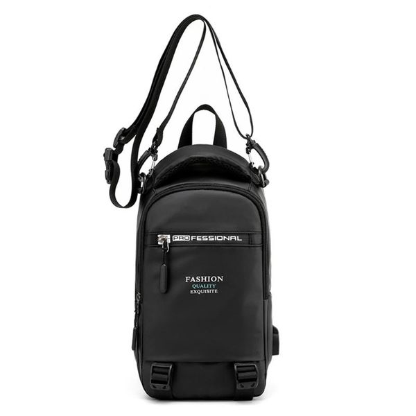 

men's large capacity usb charging chest bag multi-function shoulder bag