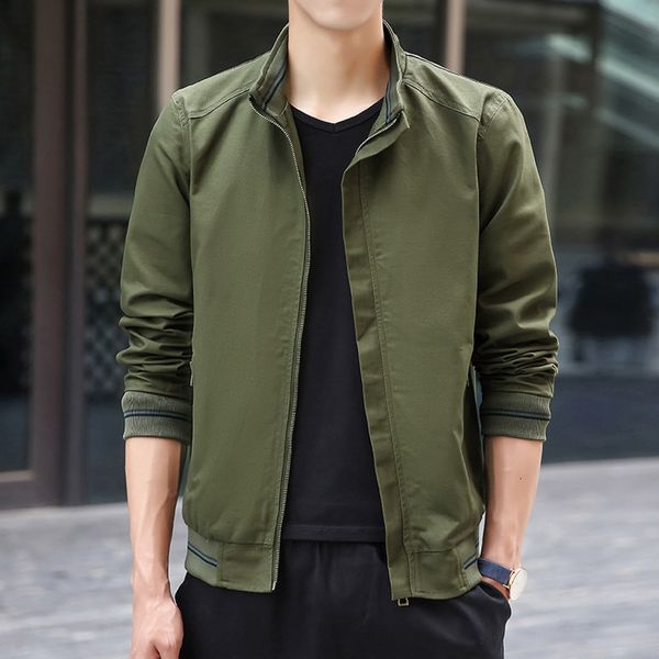 

2019 spring autumn casual solid slim bomber jacket men fashion overcoat baseball jackets men's streetwear jacket 8.26, Black;brown