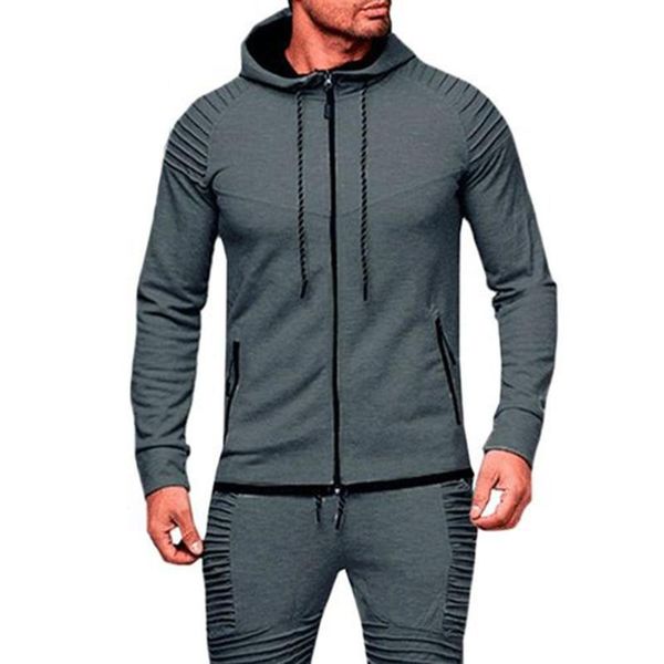 

2020 men's sports leisure hoodie cardigan fashion trend hoodie wool jacket autumn sweatshirt winter coat, Black