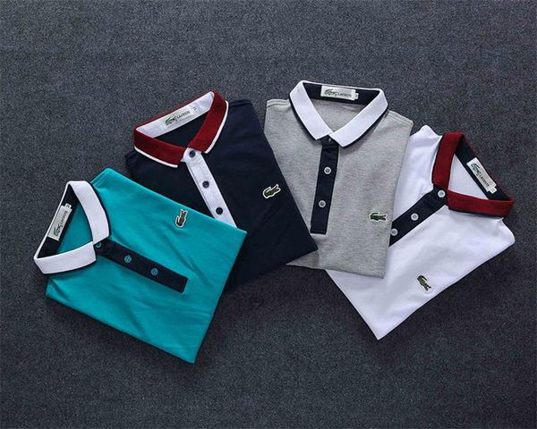 

wholesale summer french crocodile designer polo shirts 100% cotton t-shirts men's short-sleeved casual men's polo shirts s-3xl 05, White;black