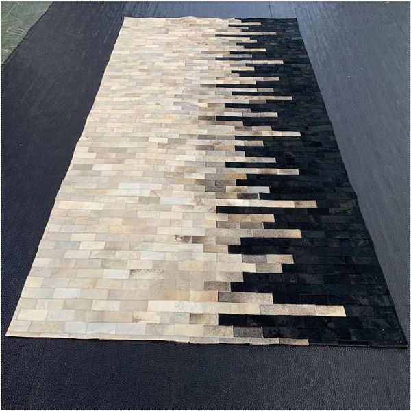 

american retro style cowhide patchwork rug, real cow leather carpet for living room decoration villa area rug