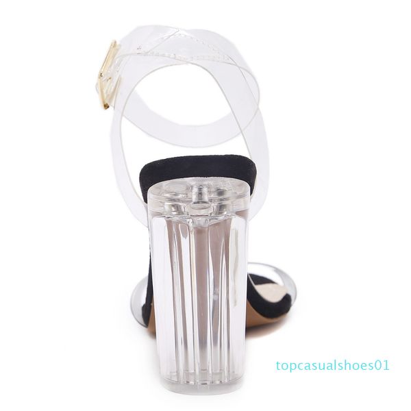 

niufuni 2020 пвх женские насосы sexy clear прозрачный ремешок на щиколотке высокие каблуки party sandalias женская обувь sapatos zapatos muj, Black