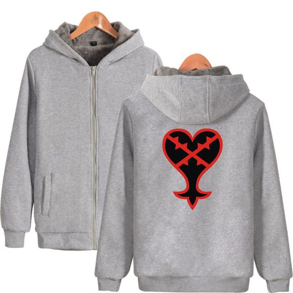 

kingdom hearts zipper hoodie мужчины женщины новое поступление зима теплая сгущает молния толстовка толстовка kingdom hearts с длинными рука, Black