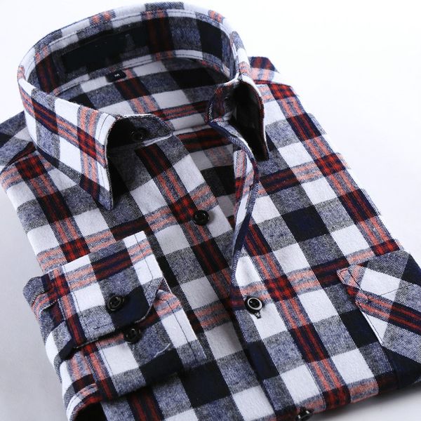 

quality casual men plaid shirt spring autumn flannel men dress shirts fashion long sleeve slim fit chemise homme cotton shirt, White;black
