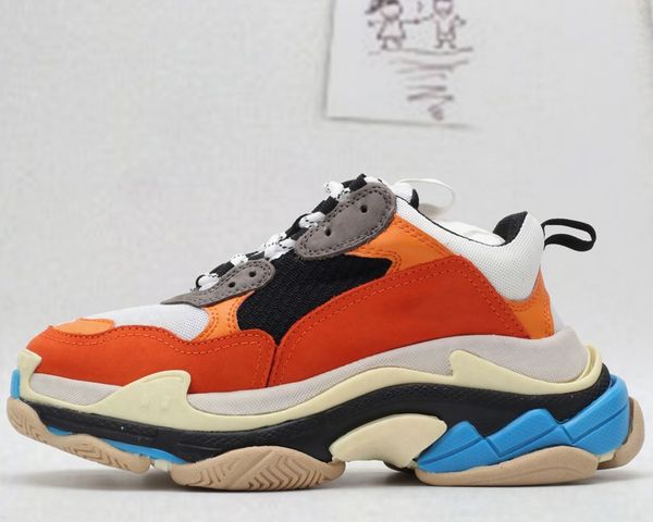 

fashion dad designer casual sneakers paris triple s hiking shoes men and women casual shoes 35-45 orange, Black