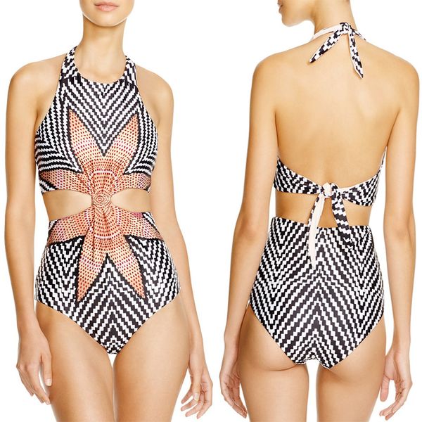 

new printed starfish one piece swimsuit one female one piece bikini, White;black