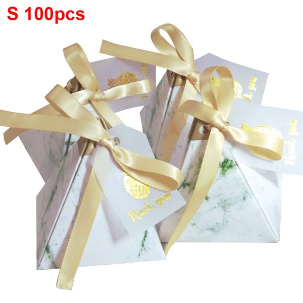 

100pcs marble look triangular wedding favors baby shower paper chocolate candy box gift storage guests package party supplies