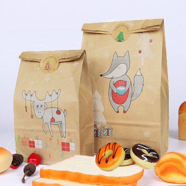 

snack bag kraft paper 12pcs gift bag dessert bread nut durable packaging christmas economic