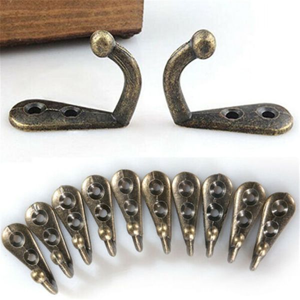 

10pcs wall door metal antique hooks hanger for key clothes coat hat bags
