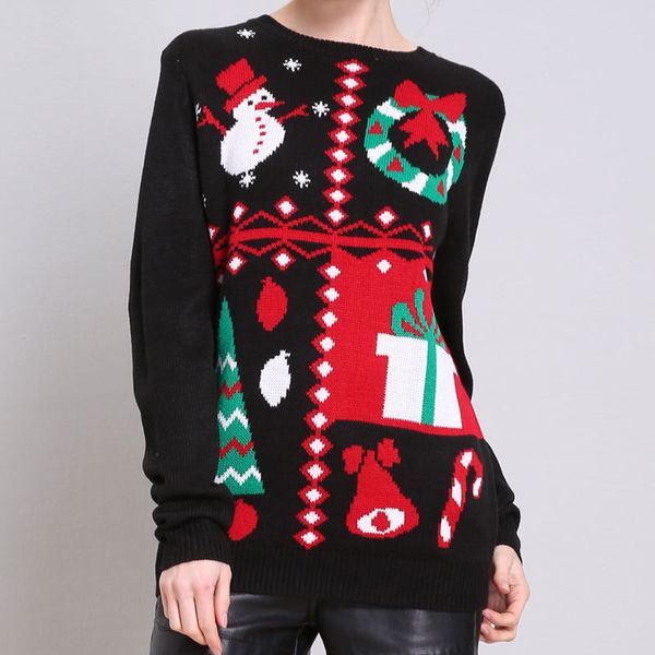 Fashion-Christmas Day Womens Designer Sweaters Moda Solto Natal Impressão Das Mulheres Fly Christmas Blusas Casuais Fêmeas Roupas