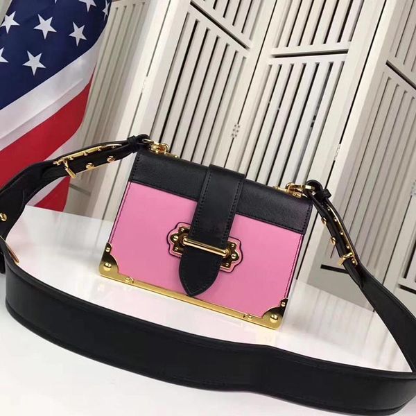 

designer-women's messenger bag 2019 new fashion contrast color tide ladies handbags simple shoulder bags diagonal package metal style