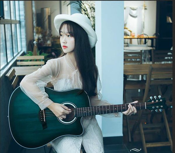 

красивый шпон 41 дюйм ель лицо один персик ядро баллада акустическая гитара производитель лицо один гитара оптом