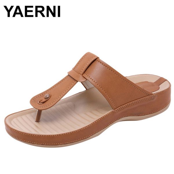 

yaerni 2019 new beach shoes sandals comfortable thick bottom large size 36-42 casual slippers flip flopse912, Black