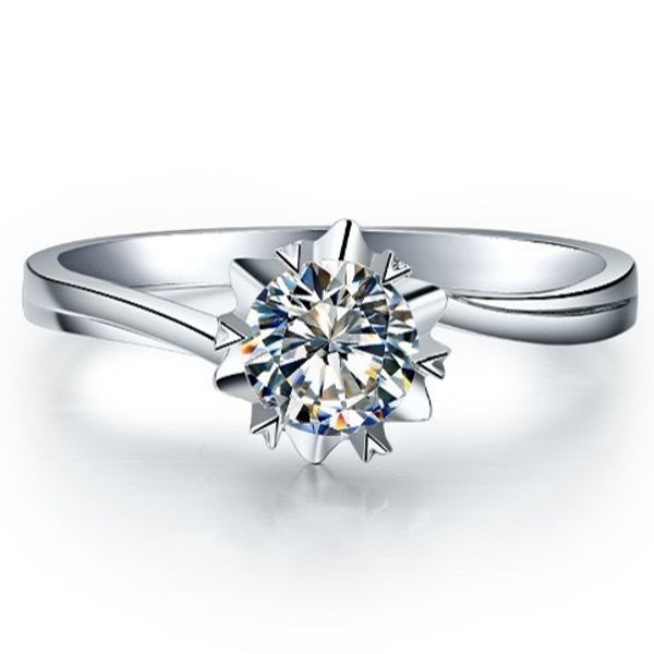 

0.5 solid 18k white gold classic snowflake appealing excellent diamond women anniversary ring valentine's day gift jewerly, Golden;silver