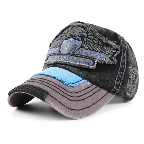 

do old washed cotton baseball cap men women children eagle embroidery parent-child caps vintage fashion snapback bone hat, Black;white