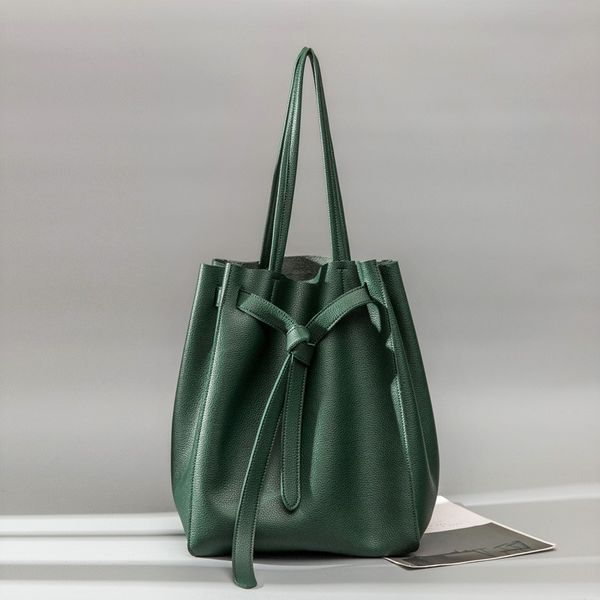 

качественная кожаная сумка большой емкости в ведре для женщин девочек модные сумки для рук красивый дизайн новое поступление черный зеленый