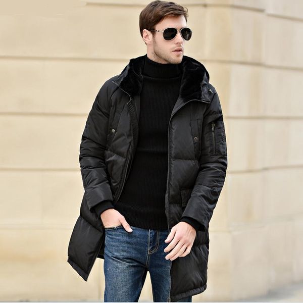 

m-4xl plus size 2017 winter fashion men's 90% duck down jacket brand thicker warm jacket coats casual warm in cold w1567, Black