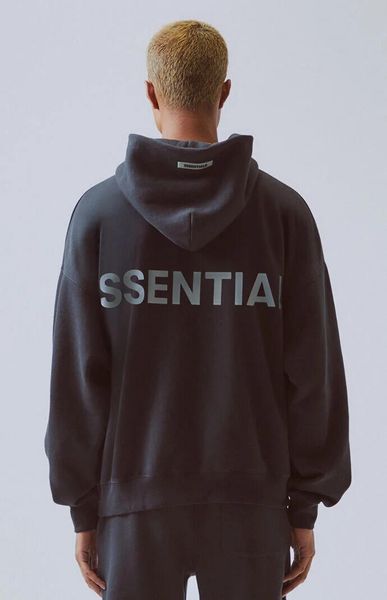 

19ss fog fear of god essentials 3m reflective letter printing fashion hoodie high street casual hoodie pullover sweater street, Black