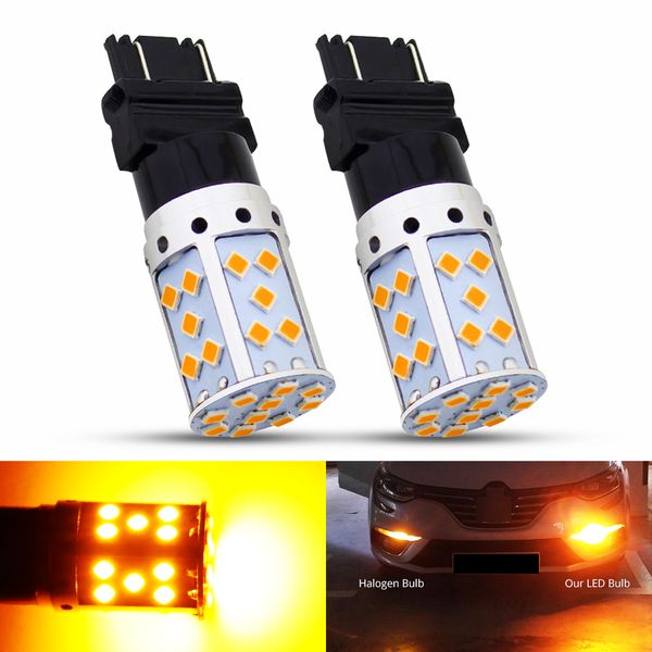 

2pcs t25 3157 led bulbs 3030 35 smd led amber yellow light lamps for auto turn signal lamp car reverse reversing backup lights