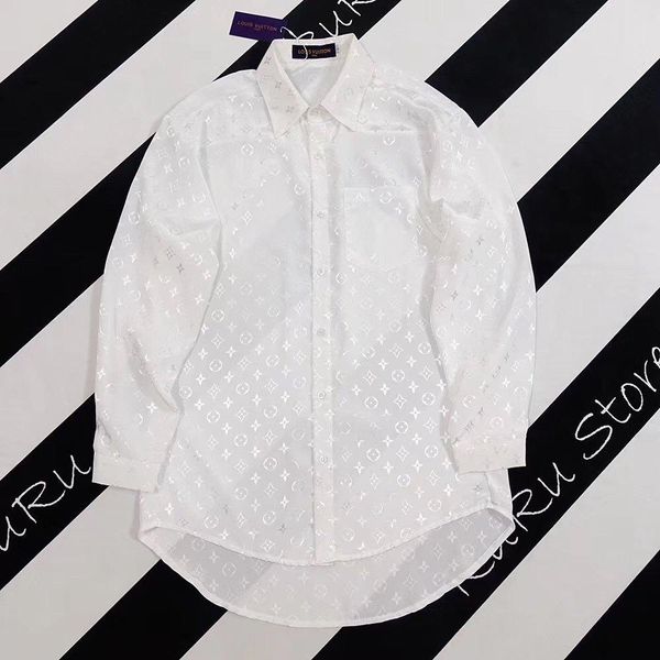 

20ss new luxurious brand lv8 jacquard logos shirt designer breathable long sleeve tshirts men women blouses casual outdoor streetwear tshirt, White