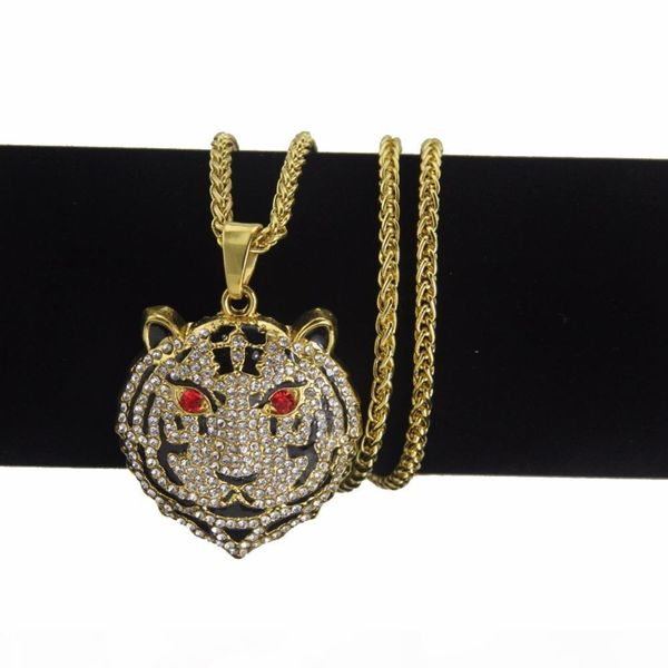 

trendy hip hop jewelry bling tiger head pendant necklace dropshipping, Silver