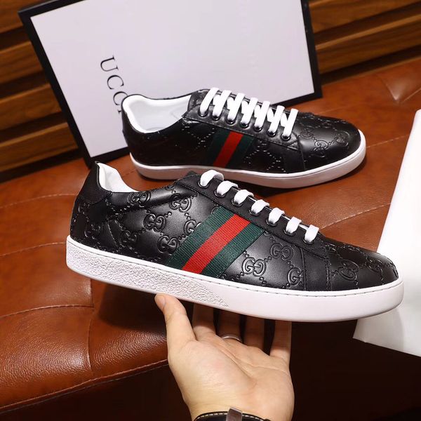 

new luxury men shoes luxury letter comfortable black white shoes genuine leather sneaker mens casual shoes size 38-45