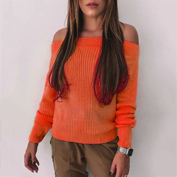 

women autumn winter solid slash neck long sleeve knitted pullovers female casual slim streetwear korean sweater sj6707e, White;black