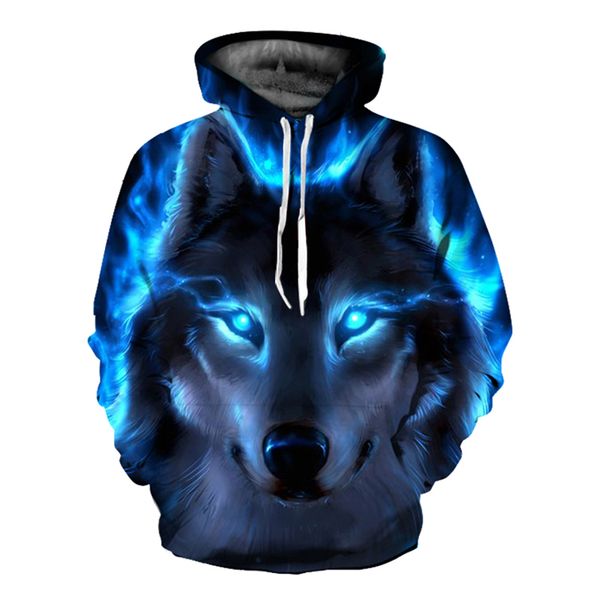 

ehuanhood 2019 funny wolf hoodies men 3d sweatshirt harajuku hoody anime tracksuit 3d print coat casual jacket hooded pullover, Black