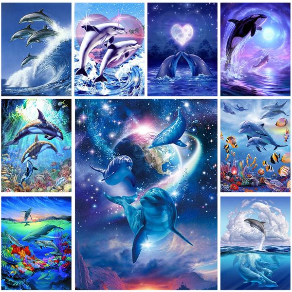 

5d diy алмаз вышивка пейзаж с дельфинами 3d алмаз живопись мозаика вышивка крестом рукоделие home decor круглый дрель любовь подарок