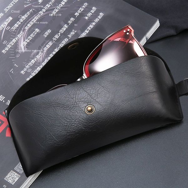 

travel portable glasses box storage box pu waterproof lining thickened anti-pressure glasses bag black storage bag