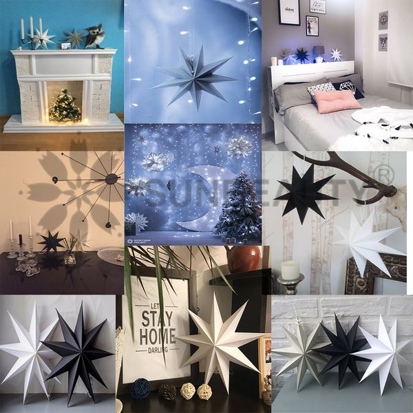 2019 30cm 45 Cm 60 Cm Nine Angles Paper Star Home Decoration Tissue Paper Star Lantern Hanging Stars For Christmas Party Decoration From Mituhome02