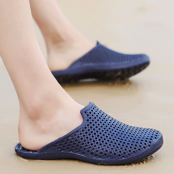 

slippers men shoes summer air permeability cool handsome fashion comfortable lazy shoes hollowing out waterproofing slides, Black