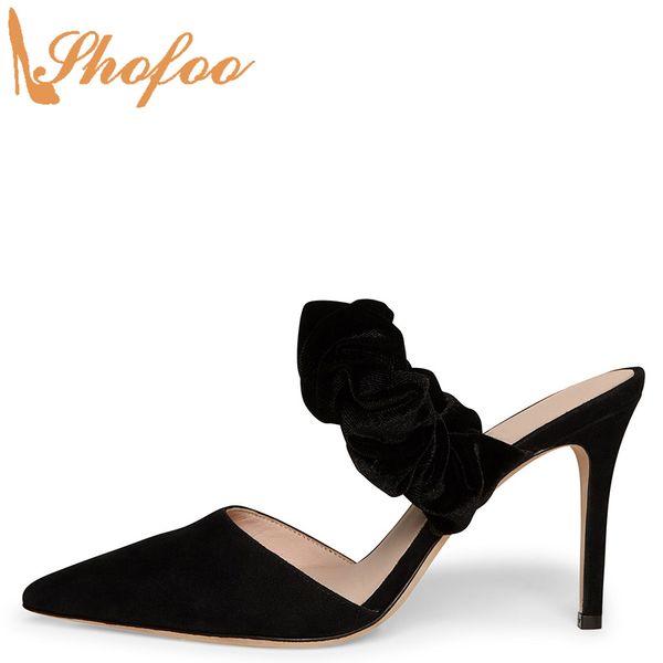 

black high thin heels stilettos sandals woman pointed toe ruched ankle strap large size 12 15 ladies fashion dress shoes shofoo