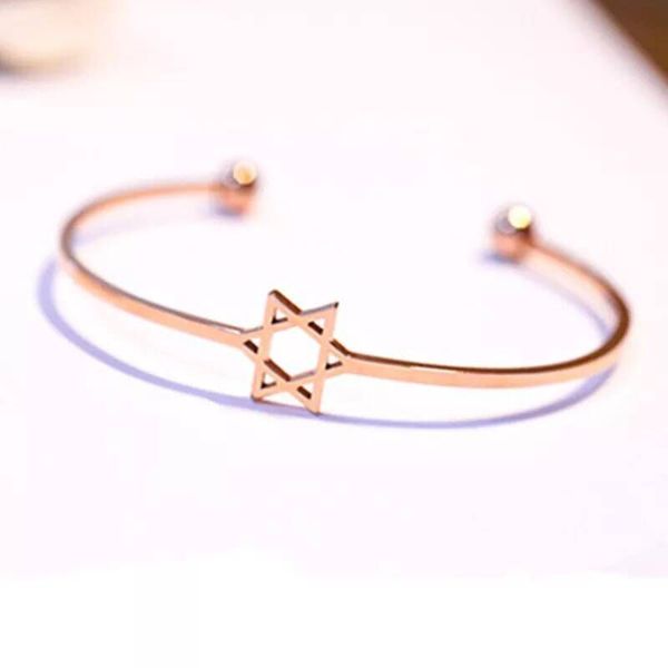 

popular six-star hollow bracelet simple knot open bracelet all-match five-pointed star bracelet charm bracelets, Golden;silver