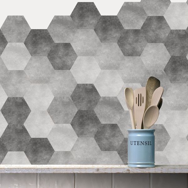 

10pcs/set new imitation marble hexagonal tile stickers bathroom kitchen diy home nonslip floor tiles stickers