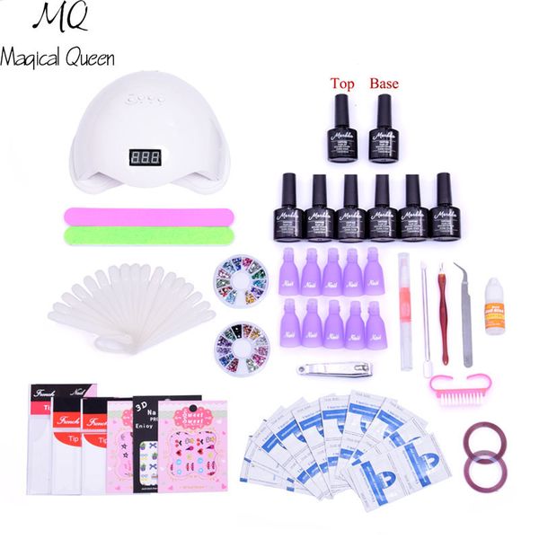 

nail kit set gel varnish set 6 color timer nail dryer uv gel polish led lamp varnish polish