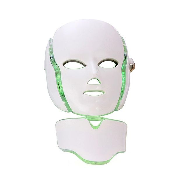 Dropshipping LED Luzes Foton Terapia Beleza 7 Cor PDT Facial Neck Mask Máscara Elétrica Cuidados da Pele Rejuvenescimento com Microcurrent