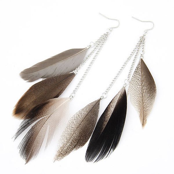 

feather earrings for women boucle d'oreille femme bijoux silver-color drop earring brincos aretes orecchini pendientes