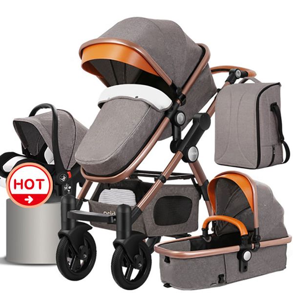 

2020 4 in 1 gold baby stroller can sit with high landscape baby pram for winter and summer infant children